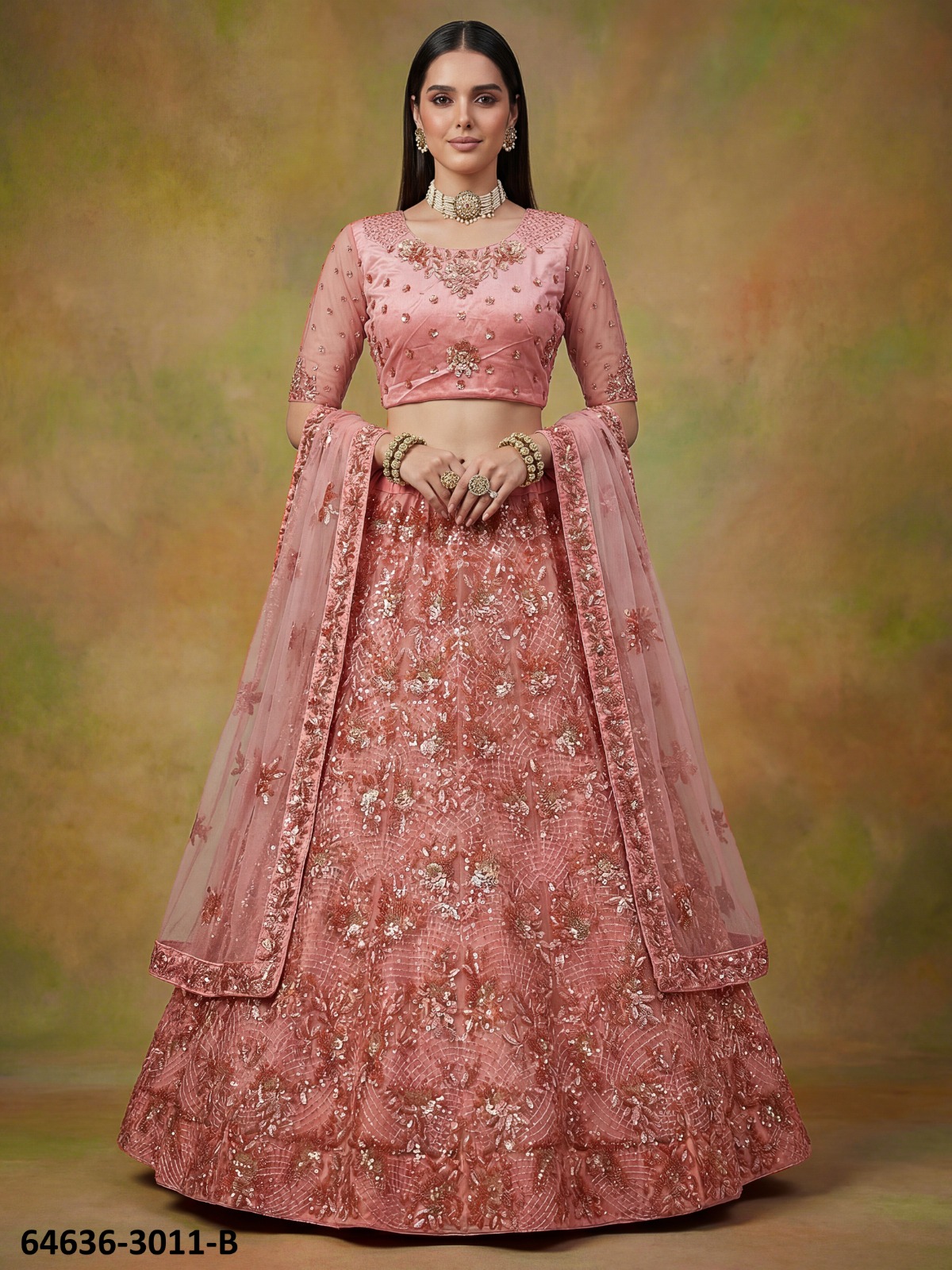 RECEPTION LEHENGAS [Semi-Stitched]