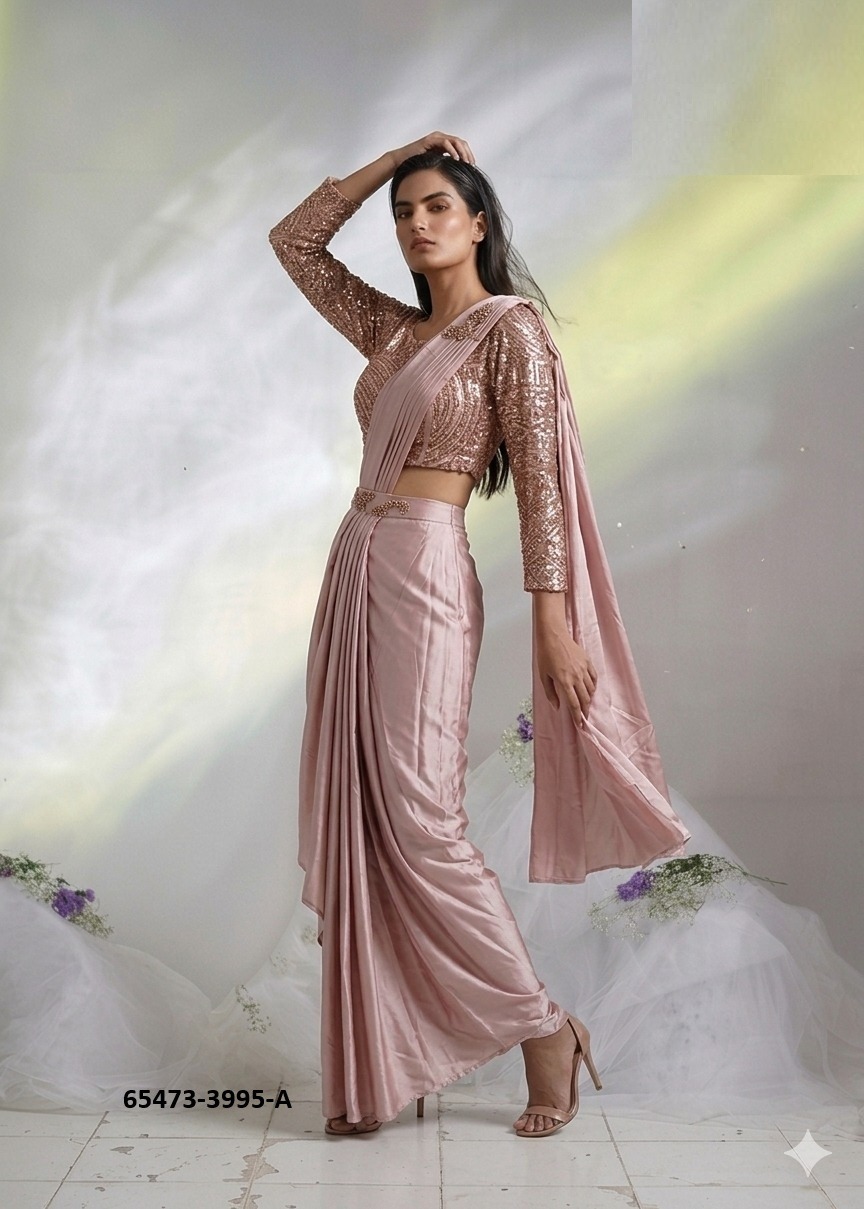 Aluring ready to wear sari in Pink