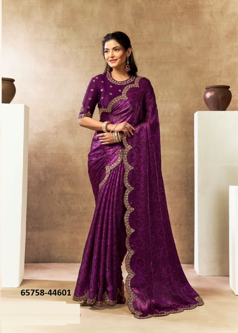 Beautiful Magenta Crepe sari
