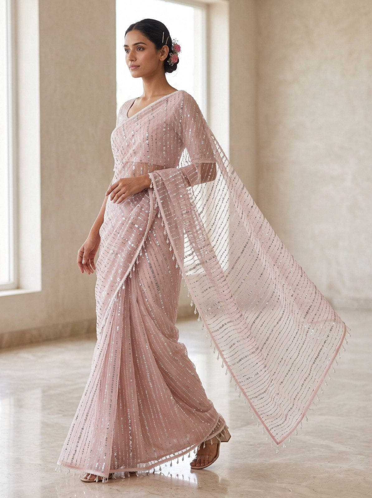 Gorgeous sari With Heavy Sequins Blouse