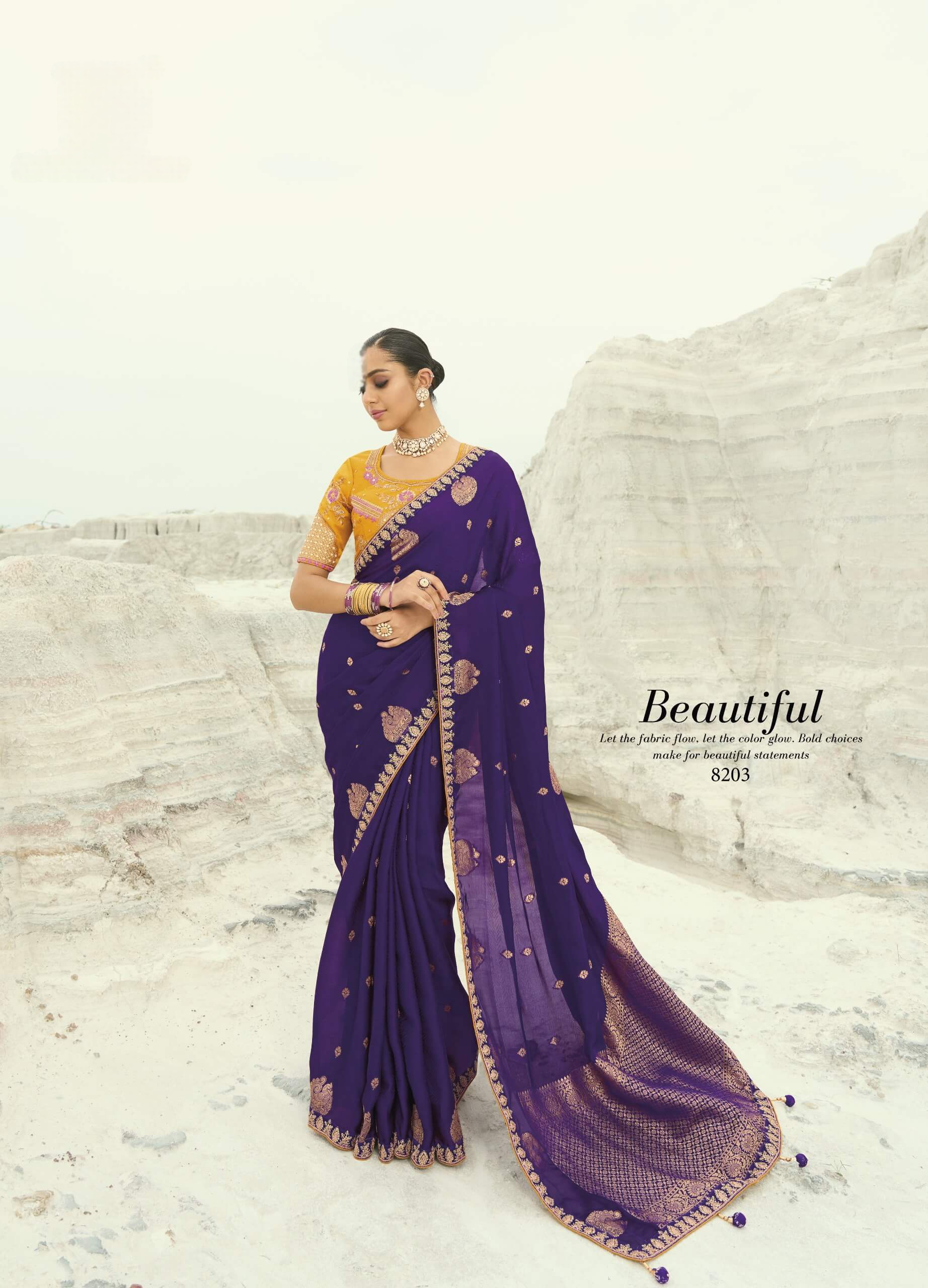 Amazing Purple and Yellow Sari